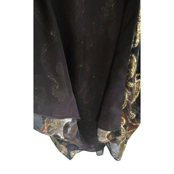 Vintage Chetta B Tiered Long Gown Women's 4 Brown Gold Silk Formal Y2k - Picture 5 of 9